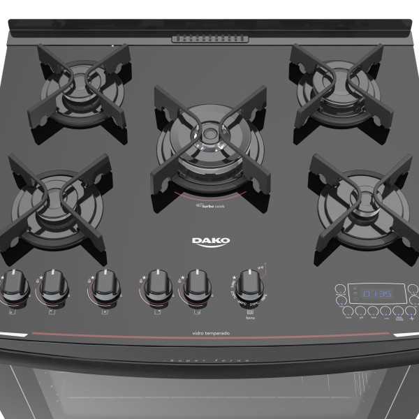 Coc. Dako Turbo Glass 5 Hr. Negra, Ee, Luz, M.v., Grill